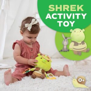 KIDS PREFERRED Shrek Activity Toy – Made with Super Soft Material & Features Jingle Bell, Child-Safe Mirror & Crinkle Sound – Use The C-Clip for Easy Hanging as On-The-Go Baby Toy for Boys & Girls - Image 3