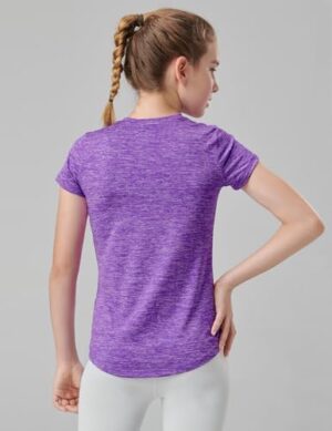 4 Pack: Youth Girls Athletic Shirts, Short Sleeve Dry Fit Apparel Tech Tshirts, Sports Activewear for Kids Teens - Image 5