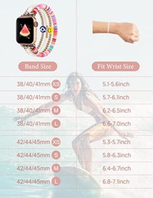 TOYOUTHS Heishi Beaded Bracelet Compatible with Apple Watch Band Cute Stretch Girl Women Summer Clay Preppy Jewelry Band for Iwatch 49/46/45/44/41/40/38mm Series SE 10 9 8 7 6 5 4 3 2 1 Ultra 1/2 - Image 2