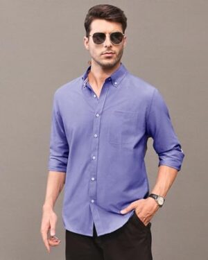 Alimens & Gentle Mens Solid Oxford Shirt Long Sleeve Button Down Shirts with Pocket - Image 8