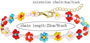 Beaded Anklets for Women Boho Cute Daisy Flower Bead Ankle Bracelets Handmade Waterproof Surfer Anklet Summer Beach Foot Jewelry for Women - Image 4