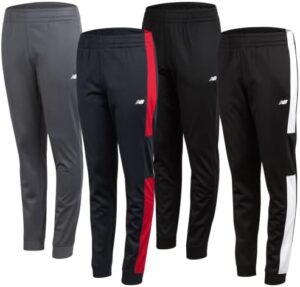 New Balance Boys’ Sweatpants - 4 Pack Active Tricot Jogger Sweatpants - Performance Track Pants with Pockets for Boys (4-20)