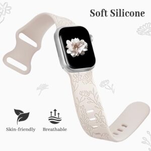 JR.DM Floral Engraved Band Compatible with Apple Watch 42mm 40mm 41mm 38mm Women, Soft Silicone Dressy Straps Decorative with Charms for iWatch Series 10 9 8 7 6 5 4 3 2 1 SE - Image 5