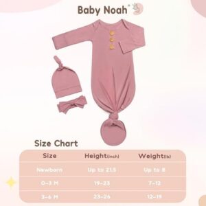 Soft Baby Knot Gown 0-3 Months, Newborn Announcement Sleepers With Mitten Cuffs and Personalized Wooden Name Tag - Image 5