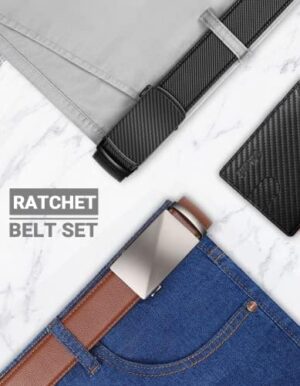 Zitahli Ratchet Belt for Men - 2 Packs Leather Mens belt For Gift Men Dress and Casual,Trim to Fit - Image 2