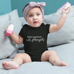 Little Answered Prayer Bodysuit Infant Reveal Ideas Bodysuit Girl And Boy Bodysuit Pregnancy Baby Announcement 0-12M - Image 3