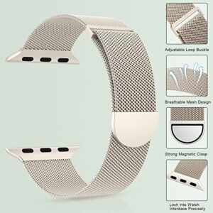 Marge Plus Compatible with Apple Watch Band Series 10, Ultra 2, SE, Ultra 9 8 7 6 5 4 38mm 40mm 41mm 42mm 44mm 45mm 46mm 49mm Women and Men, Stainless Steel Mesh Loop Magnetic Clasp Replacement for iWatch Bands - Image 4