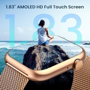 Smartwatch Women for Android Phones iOS: Gold Smart Watches for Women Fitness Tracker 1.83" Touchscreen Waterproof Smartwatches with Answer/Make Call Blood Pressure Heart Rate Sport Pedometer Monitor - Image 2