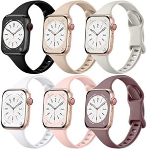 Lerobo Thin Slim Bands Compatible with Apple Watch 40mm 38mm 44mm 45mm 46mm 42mm 41mm 49mm SE iWatch Bands Ultra Series 10 9 8 7 6 5 4 3 2 1 for Women Men,Soft Narrow Sport Strap Wristband