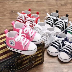 Unisex Baby Soft Sole Sneakers, Canvas Denim High Top, Newborn Infant First Walkers - Image 6