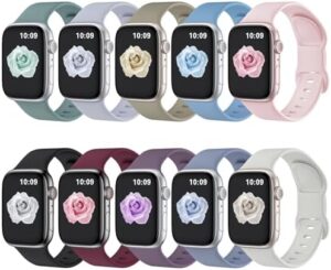 10 Pack Sport Bands Compatible with Apple Watch Band 38mm 40mm 41mm 42mm 44mm 45mm 46mm 49mm Women Men, Soft Silicone Waterproof Strap for Apple Watch SE Ultra iWatch Series 10 9 8 7 6 5 4 3