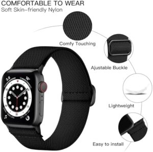 Lerobo Braided Band Compatible with Apple Watch Series 10 9 8 7 46mm 45mm 41mm Ultra 2 49mm Series 6 5 SE 44mm 40mm Series 4 3 2 1 38mm 42mm Men iWatch Bands Women Stretchy Nylon Solo Loop Sport Strap - Image 2