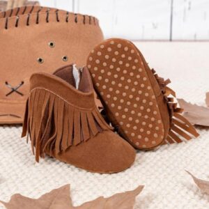 Meckior Baby Girls Cowboy Tassel Boots Side Zipper Moccasins Soft Bottom Non-Slip Toddler Shoe - Image 4