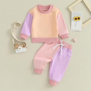 Fernvia Toddler Baby Girl Clothes 3 6 9 12 18 24 Months Fall Outfits Solid Long Sleeve Sweatshirt Tops + Pants Set - Image 5