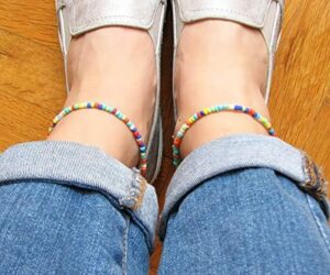 Starain Small Bead Anklets for Women Beach Foot Ankle Bracelet Cute Colorful Boho Beaded Anklets 8 inches - Image 4