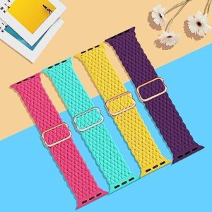 4Pack Braided Solo Loop Compatible with Apple Watch Band 38mm 40mm 41mm 42mm 44mm 45mm 46mm 49mm, Washable Stretchy Woven Nylon Strap Women Men for iWatch Bands Series 10 9 8 7 6 5 4 3 2 1 SE Ultra - Image 3