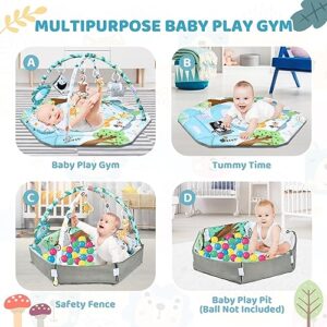 Baby Gym Play Mat, 8-in-1 Tummy Time Mat & Ball Pit with 6 Toys, Washable Baby Activity Play Mat for Visual, Hearing, Sensory, Motor Development, Baby Toys Gift for Toddler Infant 0-3-6-9-12 Months - Image 3