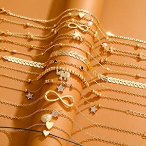 Starain 12pcs Women's Charm Anklet Set Gold Multilayer Adjustable Ankle Bracelets Boho Beach Foot Anklet for Women - Image 3