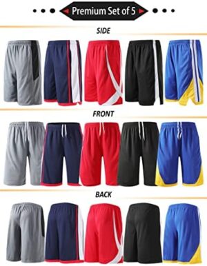 Liberty Imports 5 Pack Big Boys Youth Athletic Mesh Basketball Shorts with Pockets Quick Dry Activewear - Image 4