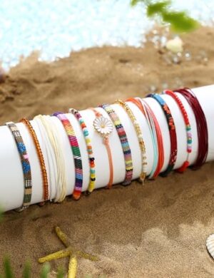 LOLIAS 24 Pieces Waterproof String Bracelets for Women Surfer Wave Boho Bracelet Adjustable Handmade Friendship Bracelet String Ocean Beach Boho Bracelets Anklets for Women - Image 5