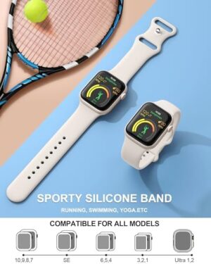 Patenting Sport Silicone Band Compatible with Apple Watch Bands for Women Men 38mm 40mm 41mm 42mm 44mm 45mm 46mm 49mm, Soft Wristband Waterproof Sport Strap for iWatch Series 10 9 8 7 6 5 4 3 2 1 SE - Image 3