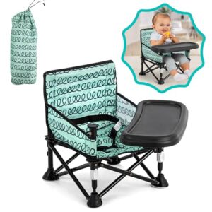 Baby Beach Chair,Beach Chair for Babies Booster Seat for Kitchen Chair,Baby Camping Chair with Tray,Indoor/Outdoor Use (Green)