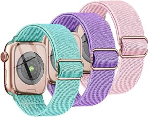 3 Pack Stretchy Nylon Strap Compatible with Kids Apple Watch Band, Replacement Bands for iWatch Ultra 2 1 Series 10 9 8 7 6 5 4 3 SE SE2 38mm 40mm 41mm 42mm 44mm 45mm 46mm 49mm Boy Girl Small Wrist