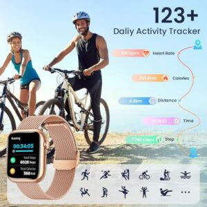 Smartwatch Women for Android Phones iOS: Gold Smart Watches for Women Fitness Tracker 1.83" Touchscreen Waterproof Smartwatches with Answer/Make Call Blood Pressure Heart Rate Sport Pedometer Monitor - Image 6