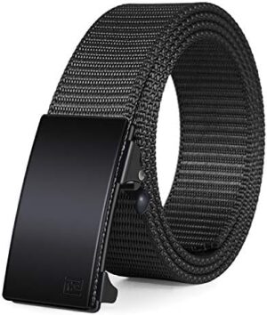 FAIRWIN Men's Ratchet Web Belt,1.25 inch Nylon Automatic Buckle Belt,No Holes Invisible Belt for Men