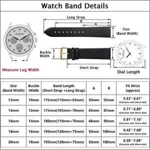 EACHE Classical Thin Leather Watch Bands for Ladies, Genuine Leather Watch Straps for Women & Mens 12mm 14mm 16mm 18mm 20mm More Colors - Image 2