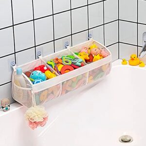 Original 3 Compartment Horizontal Large Openings Bath Toy Organizer for Tub, Capacity Upgrade Bath Toy Storage and Holder, Bathtub Toy Holder for Easy Access and Sorting of Toys.