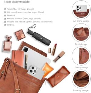 Leather Crossbody Bags for Women - Ladies Sling Handbags - Medium Cross body Purses Handbags - Purses For Women - Image 4