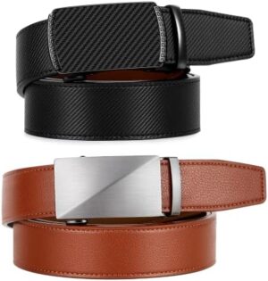 Zitahli Ratchet Belt for Men - 2 Packs Leather Mens belt For Gift Men Dress and Casual,Trim to Fit - Image 3