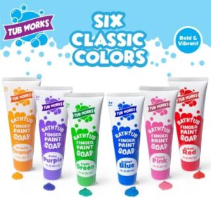 Tub Works® Bathtub Finger Paint Soap, Classic 6 Pack | Non-Toxic | Washable Bathtub Paint for Finger Painting on Tub Walls | Ideal Toddler Bath Toys for Creative Play | Easy to Clean, Fun Bath Paint - Image 2