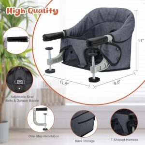 Hook On High Chair, Jozzve Baby High Chair, Portable High Chair for Travel, Foldable Fast Table Chair with Storage Bag, Baby Feeding Seat Clip On High Chair for Home and Travel (Grey) - Image 7