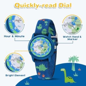 Kids Watch with Elastic Fabric Strap, Waterproof Analog Watch for Kids Ages 3-12 | Kids First Watch | Fun Learning Timepiece | Ideal Gift for Toddler & Children - Image 4