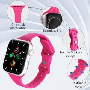 6 Pack Bands Compatible with Apple Watch 38mm 40mm 41mm 42mm 44mm 45mm 49mm, Slim Thin Replacement Soft Silicone Sport Strap for iWatch Series Ultra 9/8/7/6/5/4/3/2/1 SE Women girl - Image 3