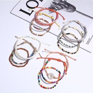 LOLIAS 24 Pieces Waterproof String Bracelets for Women Surfer Wave Boho Bracelet Adjustable Handmade Friendship Bracelet String Ocean Beach Boho Bracelets Anklets for Women - Image 8