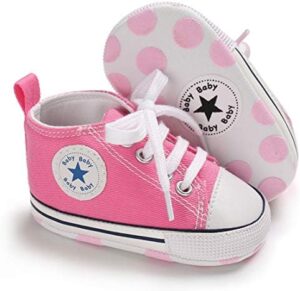 Unisex Baby Soft Sole Sneakers, Canvas Denim High Top, Newborn Infant First Walkers - Image 3