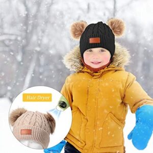 Geyoga Kids Winter Pompom Hat Knitted Ski Beanie Hat Pom Pom Beanie Cap for Girls Boys, for 0-13 Years Old - Image 5