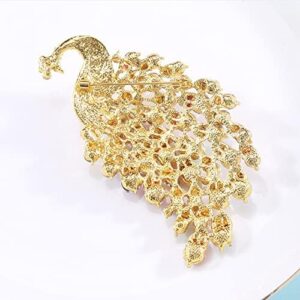 Rhinestone Peacock Brooch Pin for Women Girls Fashion Exquisite Exaggerated Big Crystal Bird Animal Brooches Lapel Pins Elegant Dress Accessories Wedding Christmas Birthday Jewelry Gift - Image 5