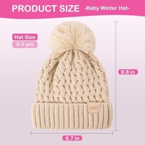 Baby Beanie Hats with 2-Pack,Warm Winter Hats for Boys and Girls,Infant Fleece Lined Toddler Baby Hats for 0-36 Month - Image 2