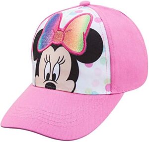 Disney Minnie Mouse Toddler Girls Pink Baseball Cap - Ages 2-4 Years - Adjustable Velcro Closure Pink/White