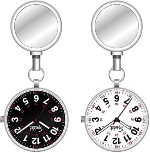 Speidel Nurse Fob Scrub Watch for Medical Professionals, Clip on Watch with Second Hand, Easy to Read, Retractable Rope