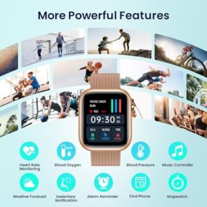 Smartwatch Women for Android Phones iOS: Gold Smart Watches for Women Fitness Tracker 1.83" Touchscreen Waterproof Smartwatches with Answer/Make Call Blood Pressure Heart Rate Sport Pedometer Monitor - Image 5