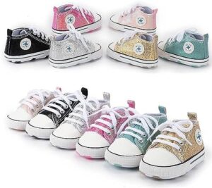 Baby Boys Girls Star High Top Sneaker Soft Anti-Slip Sole Newborn Infant First Walkers Canvas Denim Shoes - Image 8