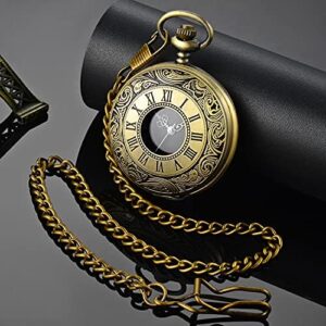 LYMFHCH Vintage Pocket Watch Roman Numerals Scale Quartz Pocket Watches with Chain Christmas Graduation Birthday Gifts Fathers Day - Image 2