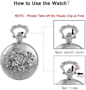 BOSHIYA Retro Flower Openwork Cover Quartz Pocket Watch with Chain Half Hunter Pocket Watches for Women with Box, for Mother's Day - Image 6