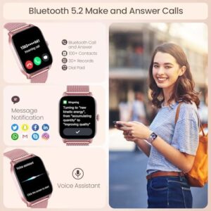 Smart Watches for Women Android iOS Phones: Pink Smartwatch for Women 1.83" Touchscreen with Answer/Make Call Waterproof Heart Rate Blood Pressure Sleep Sport Alarm Pedometer Calorie Fitness Tracker - Image 4