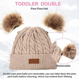 Geyoga Kids Winter Pompom Hat Knitted Ski Beanie Hat Pom Pom Beanie Cap for Girls Boys, for 0-13 Years Old - Image 4